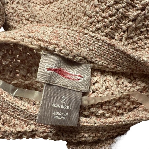 CHICO’s Shine Stitch Detail Pullover Sweater in Rose Pink/Cream in Size 2 (10) - Picture 4 of 6